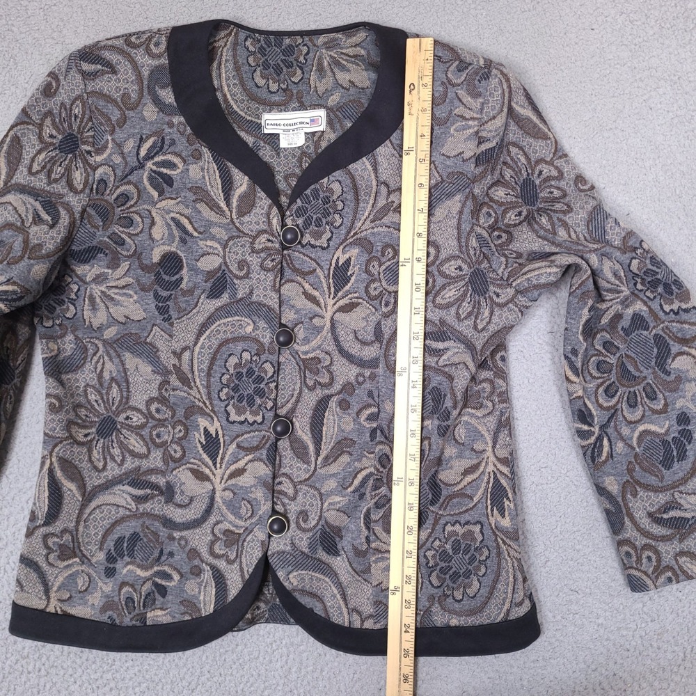 Vintage Pablo Collection Blazer Jacket Womens 14 Floral‎ Jacquard Button Front - Picture 7 of 11